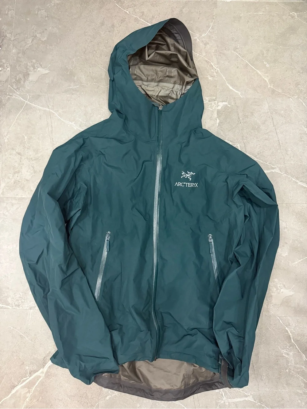 Arc'teryx Men's Zeta SL Rain Jacket Teal-Dark Green Waterproof Hooded Shell